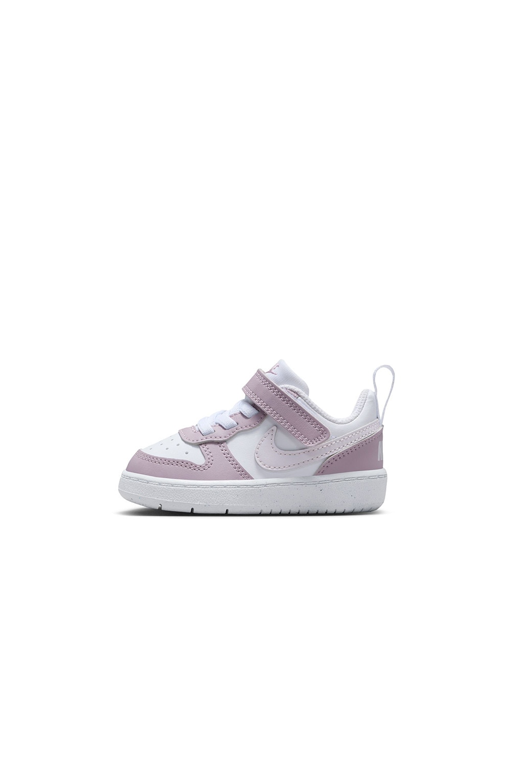 Nike, Pantofi sport Court Borough cu inchidere velcro, Alb, Roz prafuit, 17 EU