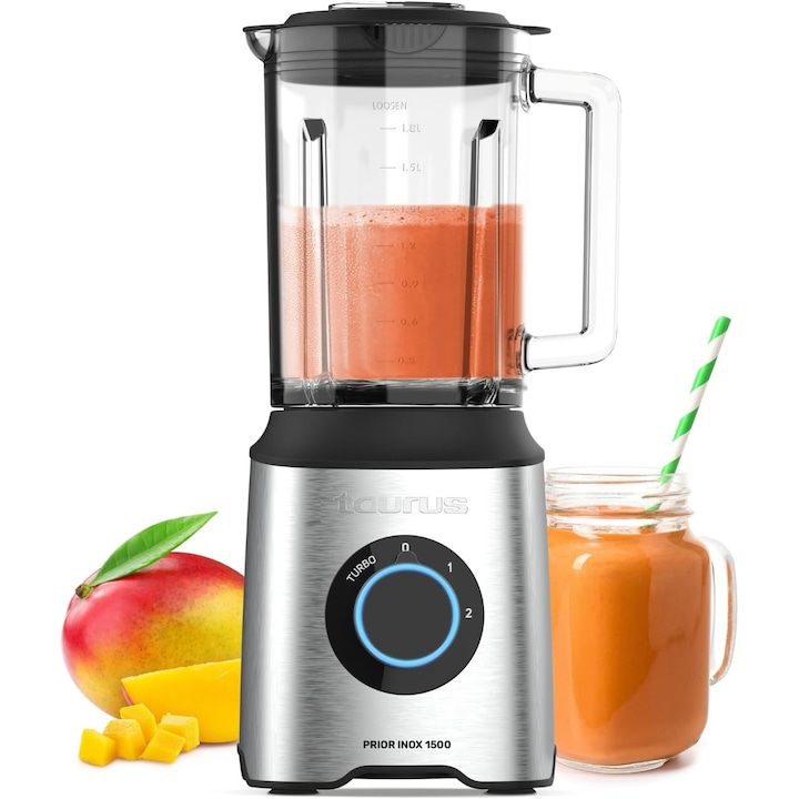 Blender Tristar BL-4430, 500 W, 1.5 l, 2 Viteze, Functie impuls, Negru/Inox