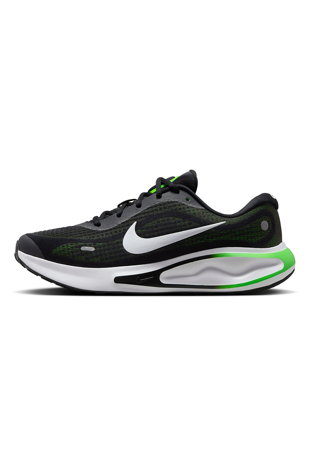 Nike, Pantofi Journey din plasa cu logo pentru alergare, Alb, Negru, Verde menta, 7