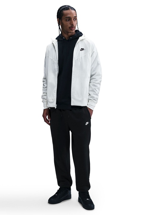 Nike, Спортен панталон с връзка и лого, Черен