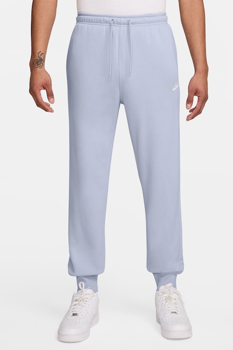 Nike, Pantaloni de trening cu logo si snur de ajustare, Albastru glaciar