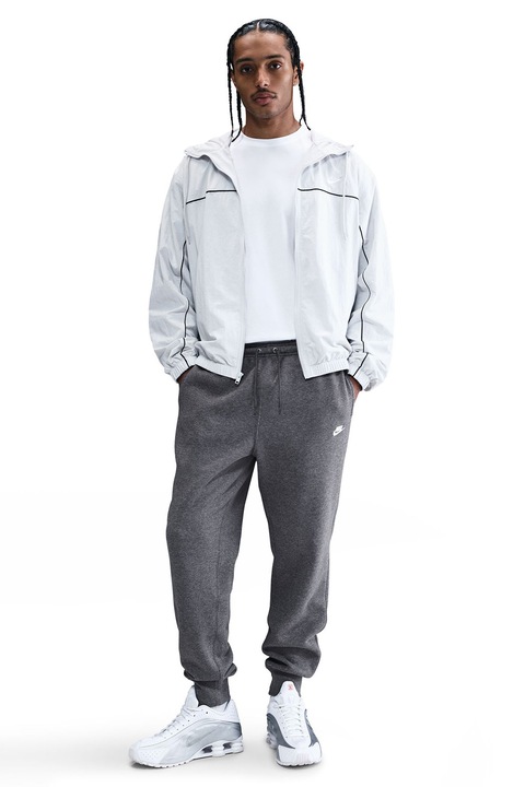 Nike, Pantaloni de trening cu logo si snur de ajustare, Gri antracit