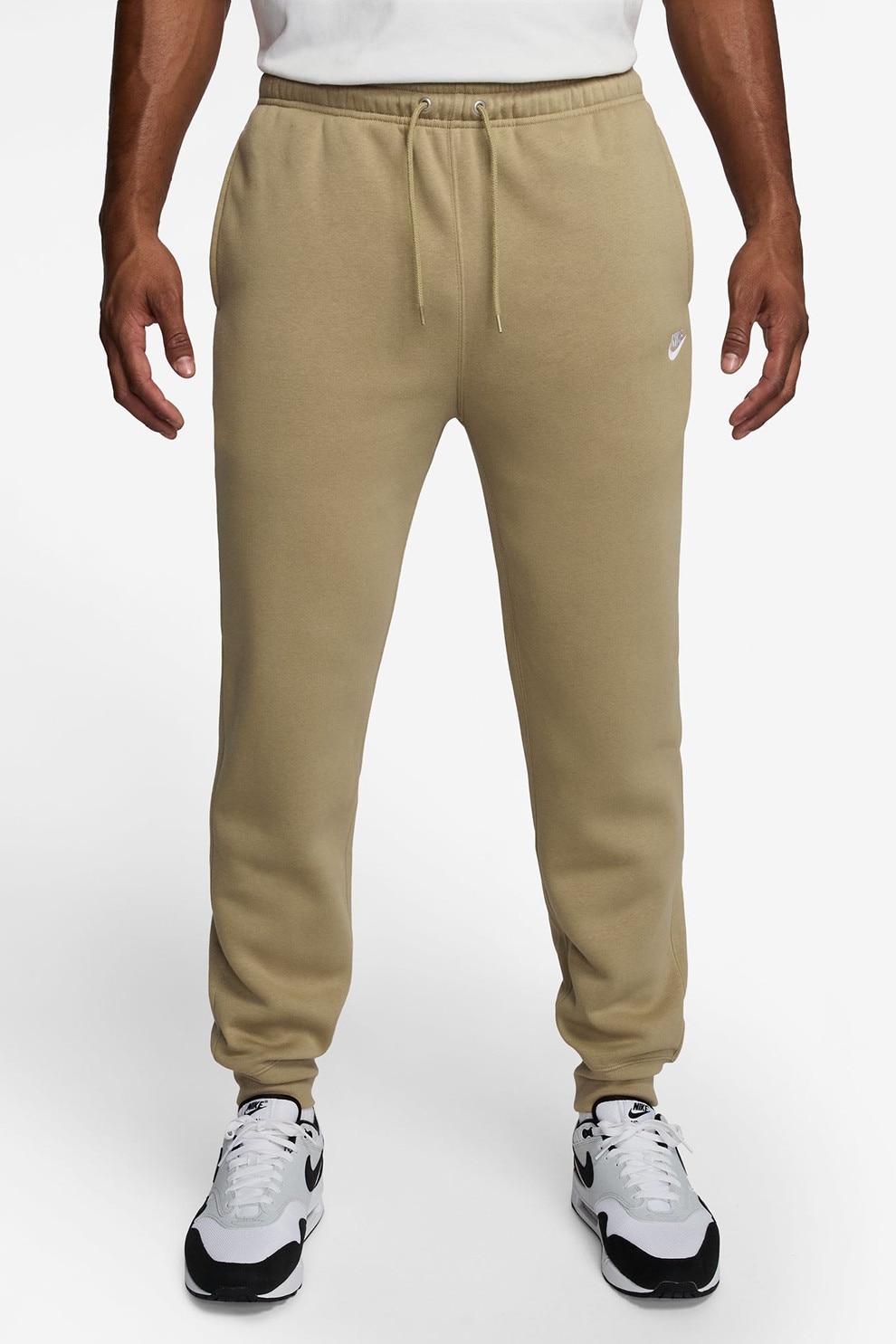 Nike, Pantaloni de trening cu logo si snur de ajustare, Bej, XL