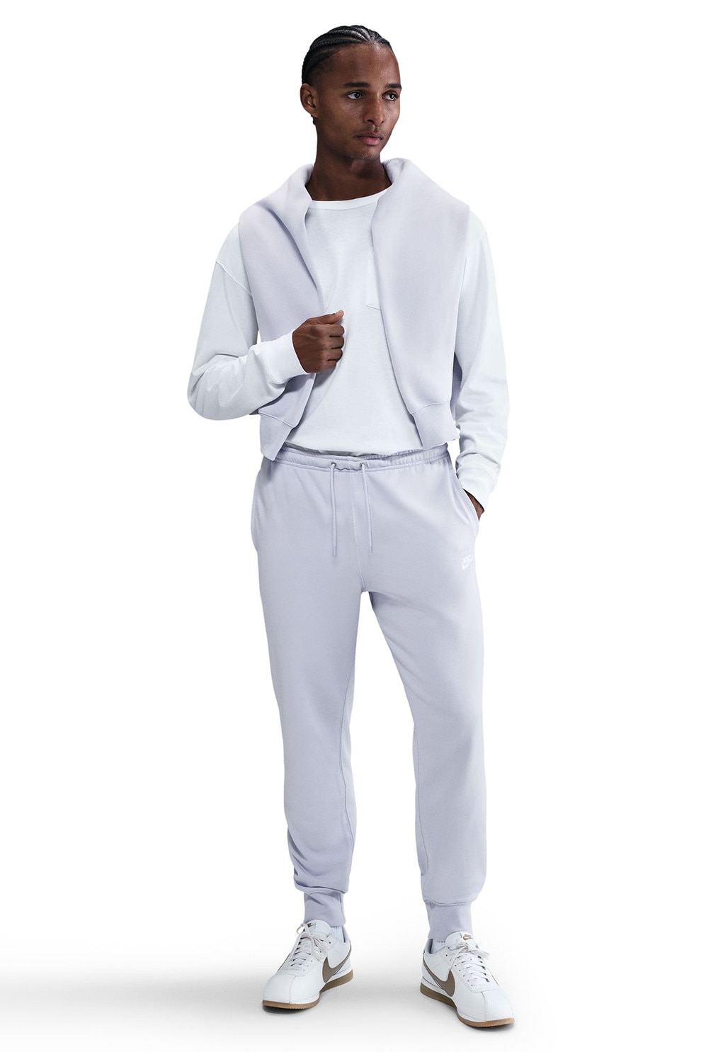 Nike, Pantaloni de trening din amestec de bumbac cu logo, Gri deschis, 2XL