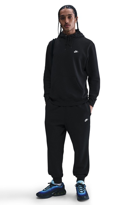 Nike, Худи Club с джоб кенгуру, Черен