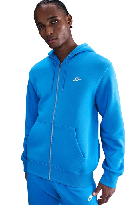 Nike, Худи Club с цип и лого, Кралско Синьо