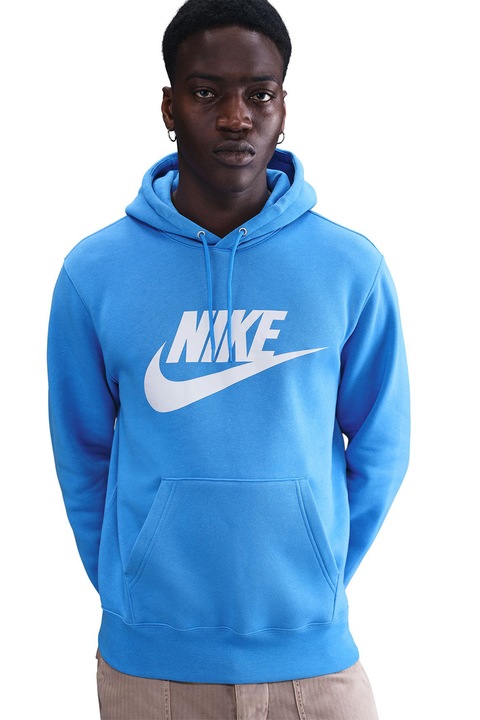 Nike, Hanorac cu logo frontal Club, Alb/Albastru glaciar