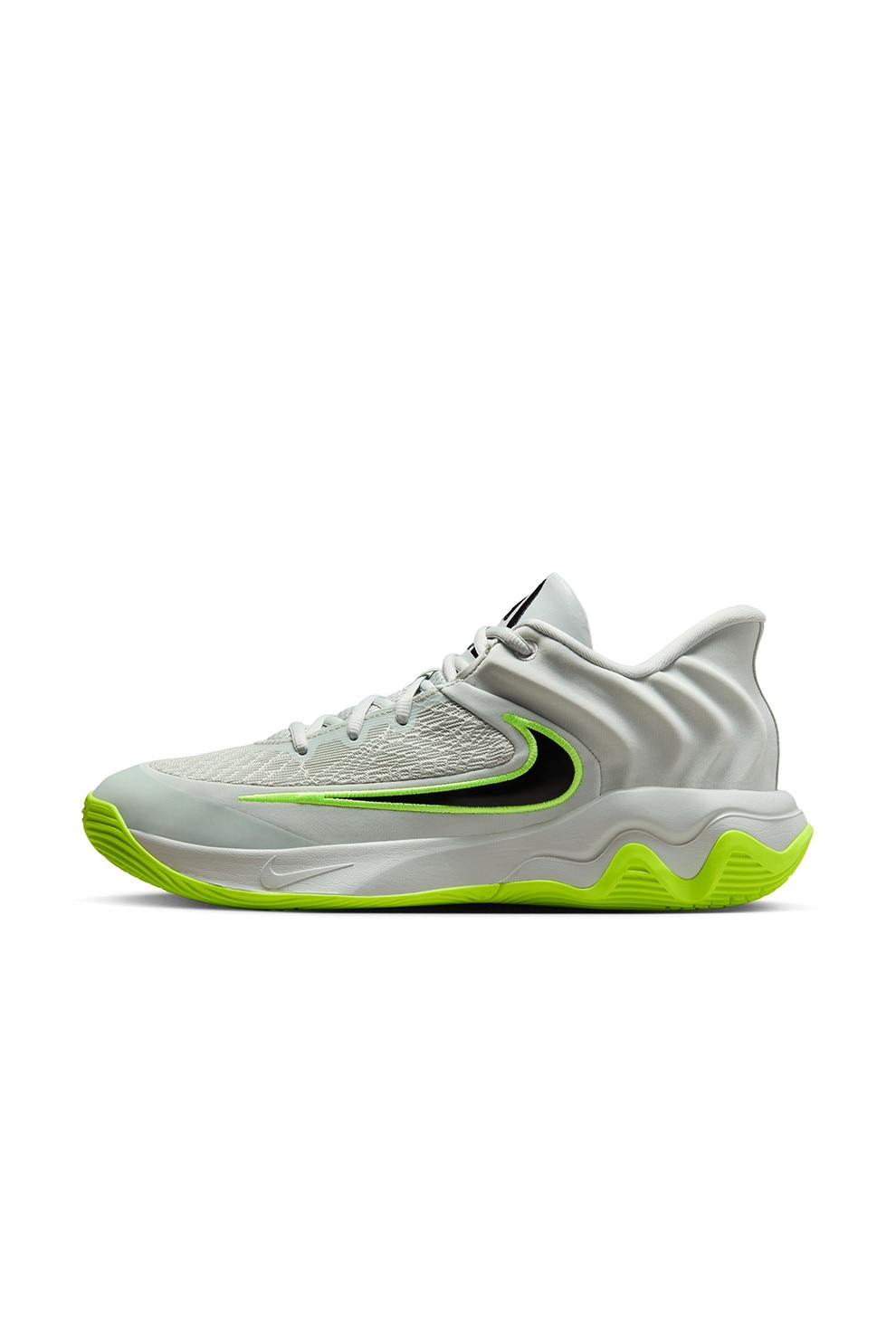 Nike, Pantofi Giannis Immortality 4 cu logo contrastant, pentru baschet, Verde neon, Verde pal, 9.5