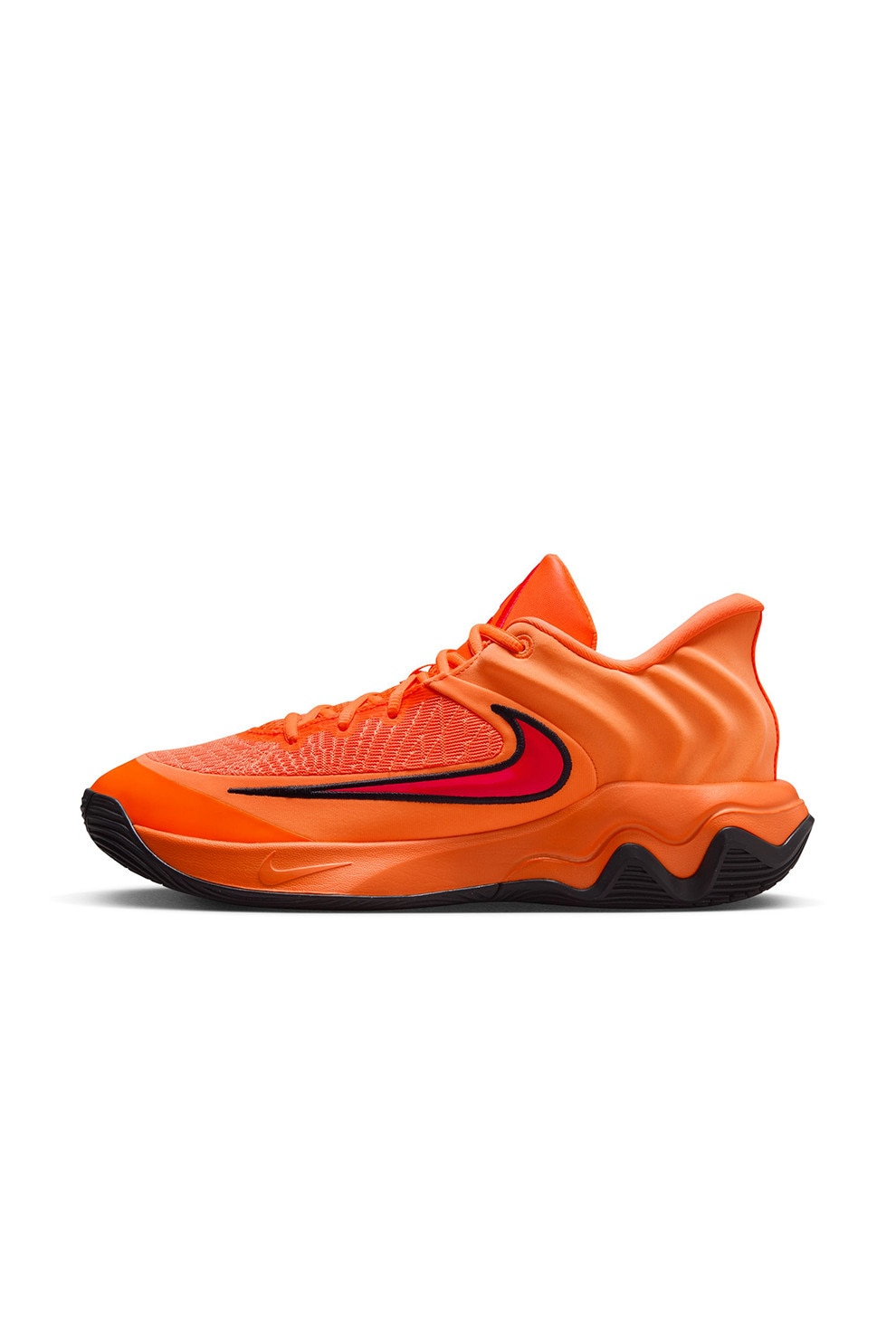 Nike, Pantofi Giannis Immortality 4 cu logo contrastant, pentru baschet, Rosu, Portocaliu mandarina, 10.5