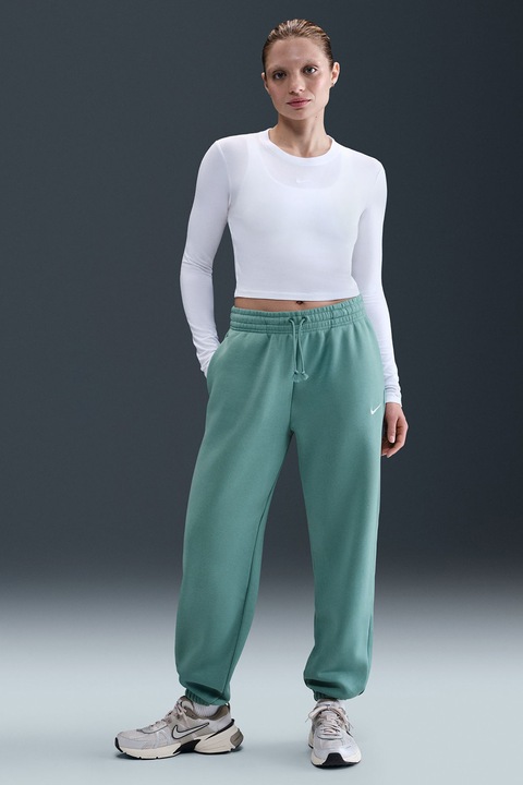 Nike, Pantaloni de trening cu talie inalta Phoenix, Verde persan, XL