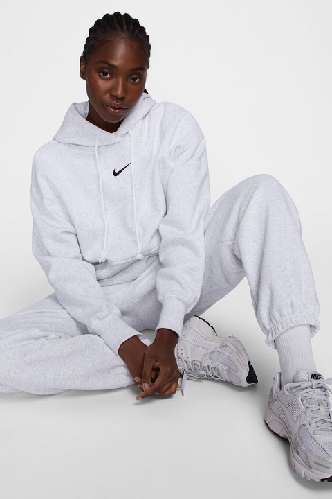 Nike, Pantaloni de trening cu talie inalta Phoenix, Gri deschis melange, L