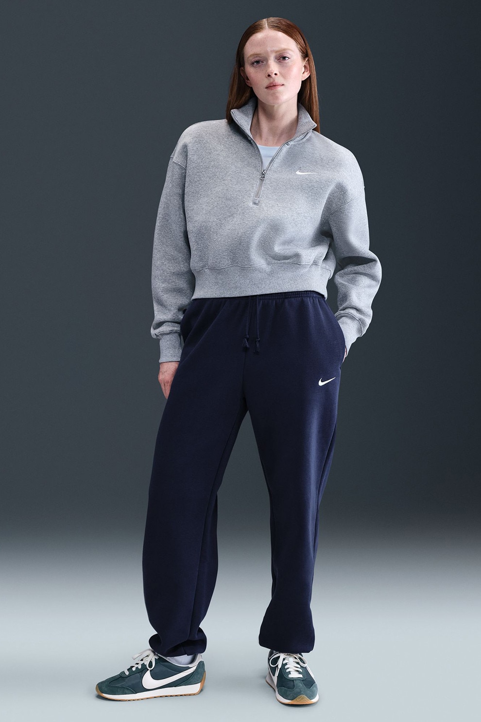 Nike, Pantaloni de trening cu talie inalta Phoenix, Albastru ultramarin, XL