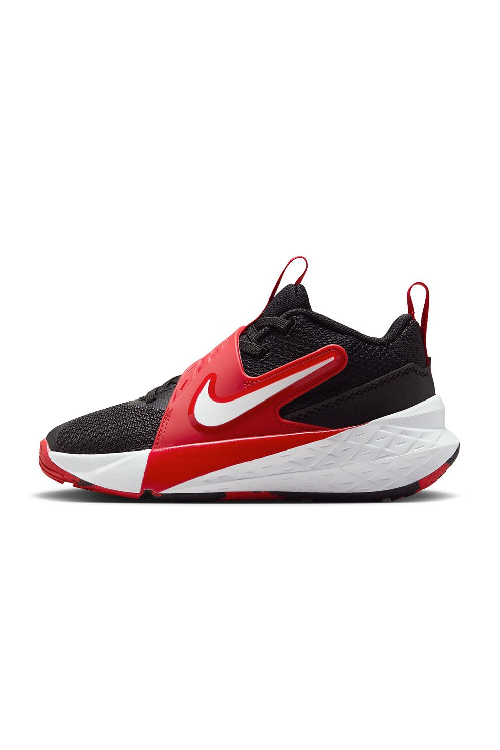 Nike, Pantofi wedge Team Hustle D 12, pentru baschet, Rosu, Alb, Negru, 28 EU