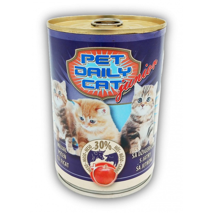 Hrana umeda pentru pisici junior, cu ficat, Pet Daily Cat, 24 X 415 g/SET