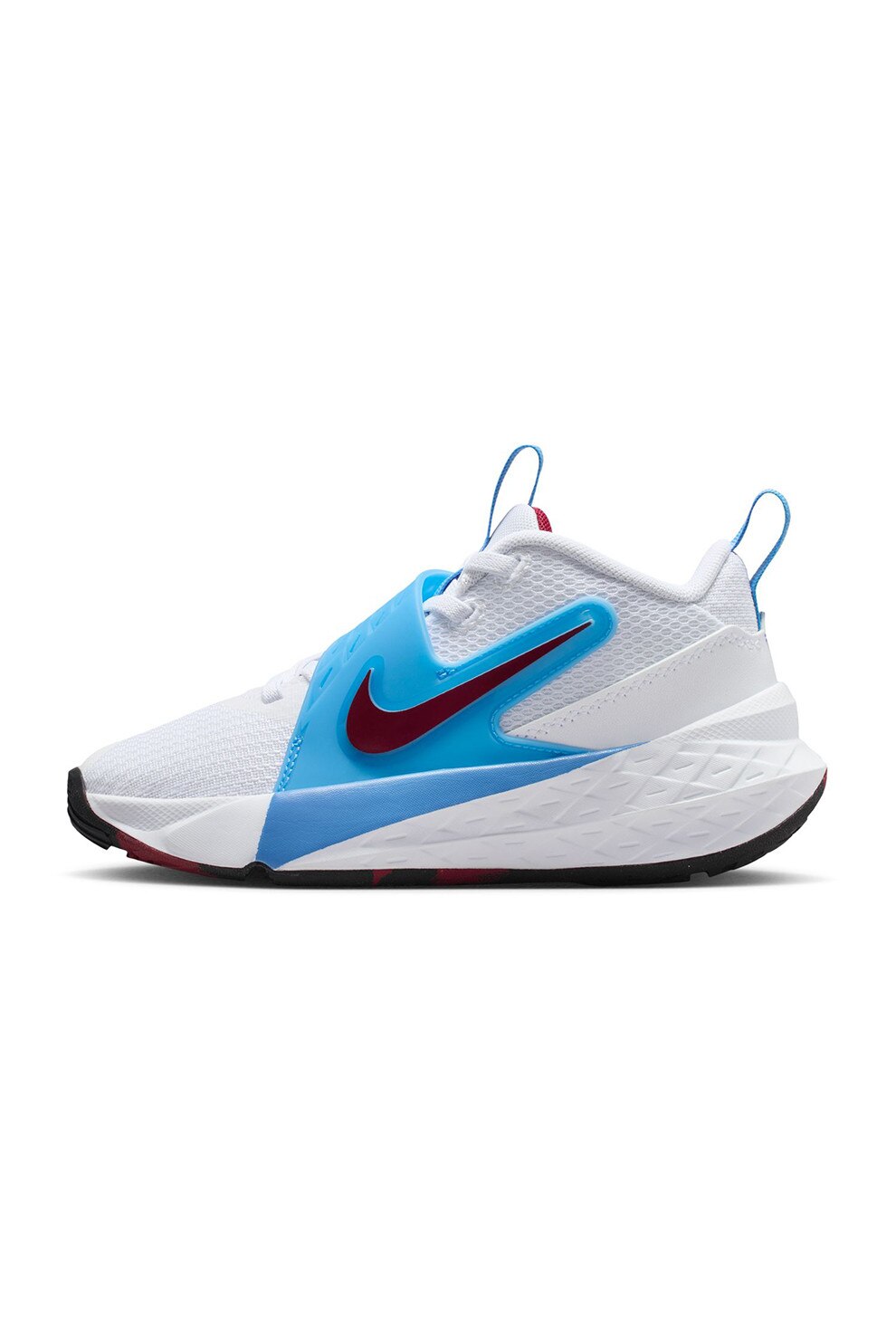 Nike, Pantofi wedge Team Hustle D 12, pentru baschet, Alb, Albastru deschis, 29.5 EU