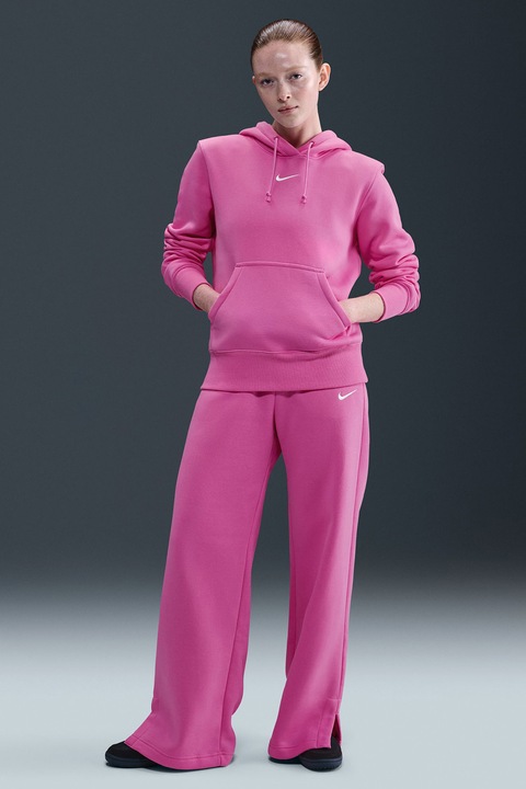 Nike, Hanorac cu buzunar kangaroo Phoenix, Alb/Roz pastel