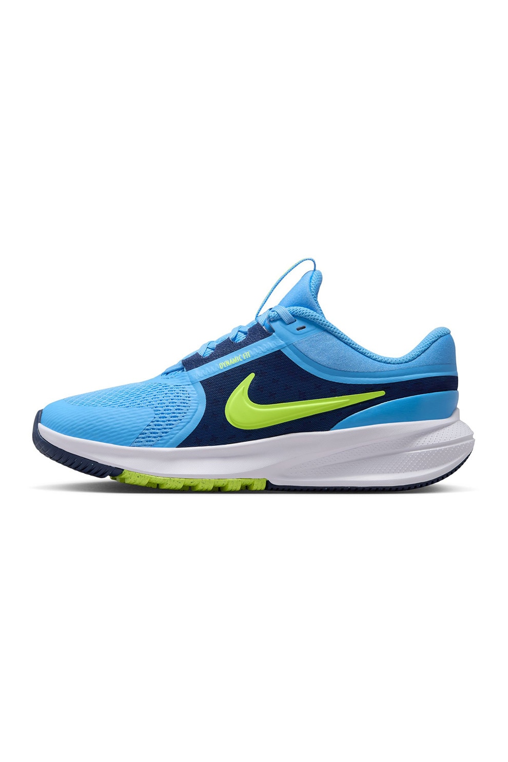 Nike, Pantofi wedge Star Runner 5, pentru alergare, Alb, Verde neon, Albastru deschis, 36 EU