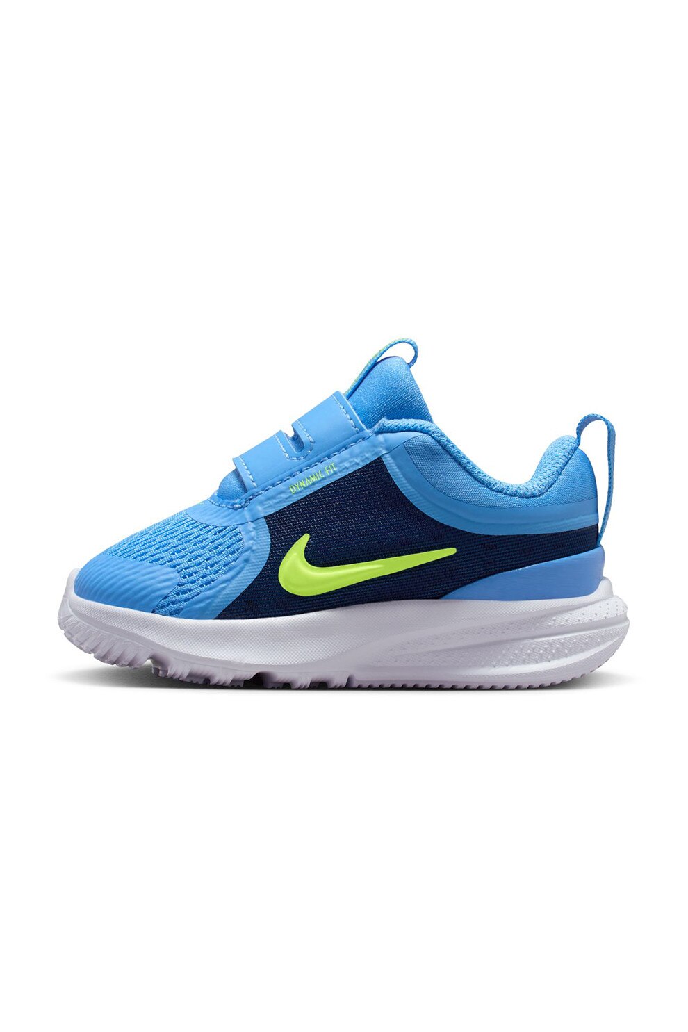 Nike, Pantofi Star Runner 5 din material textil cu velcro, pentru alergare, Verde lime, Albastru deschis, Bleumarin, 19.5 EU