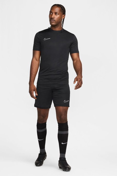 Nike, Tricou slim-fit pentru fotbal, Alb/Negru stins