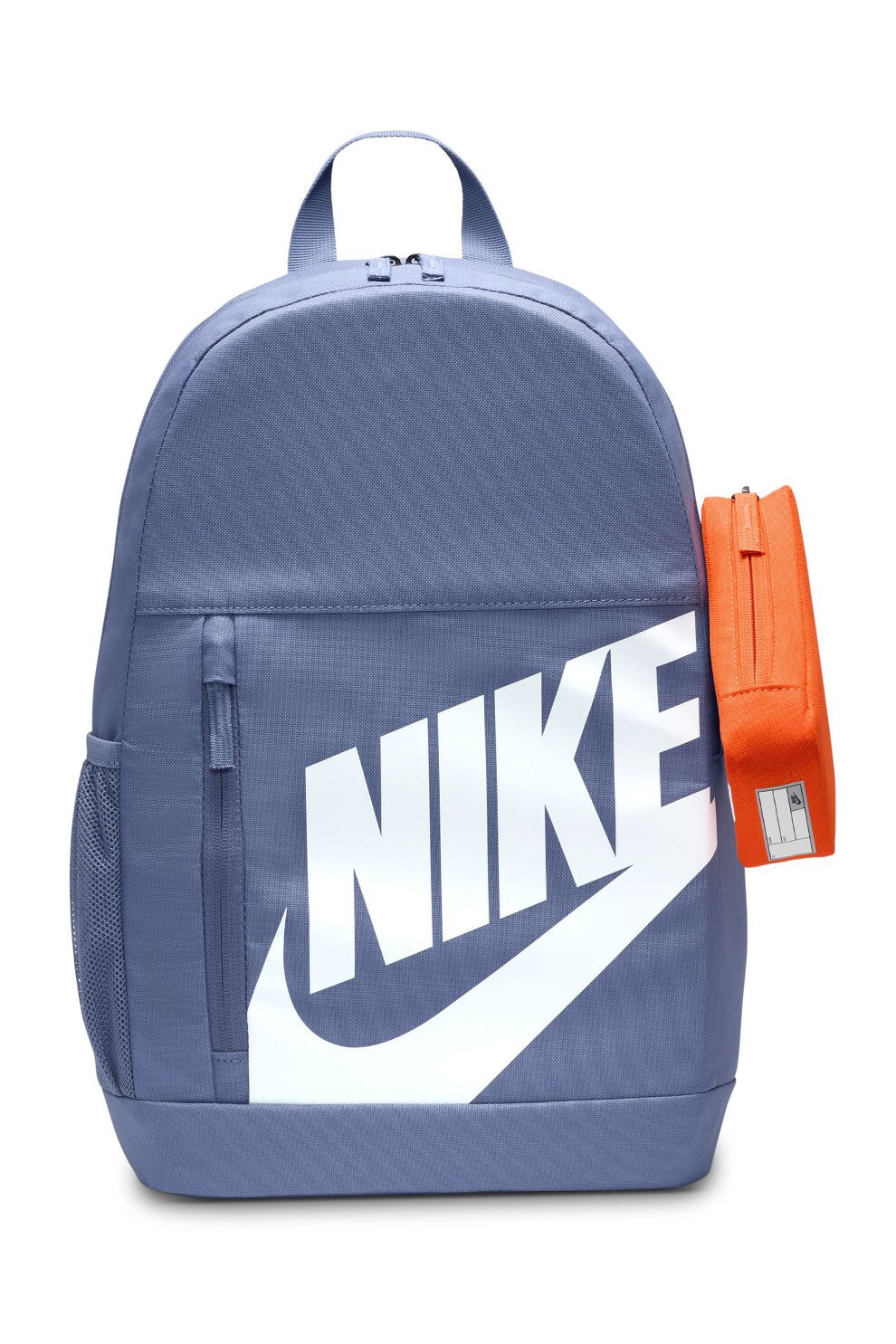 Nike, Rucsac cu penar detasabil si imprimeu logo, Portocaliu, Albastru prafuit, Alb optic
