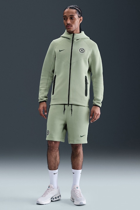 Nike, Футболно худи Chelsea FC Tech с цип, Бледозелен