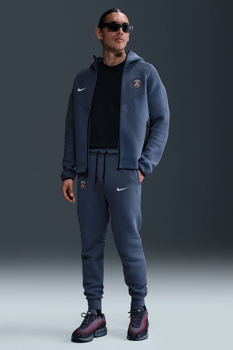 Nike, Pantaloni cu snur in talie, pentru fotbal Paris Saint-Germain Tech, Albastru inchis