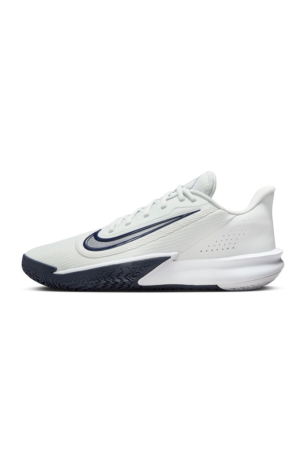 Nike, Pantofi low-cut pentru baschet Precision VII, Gri, Albastru inchis, Alb murdar, 11