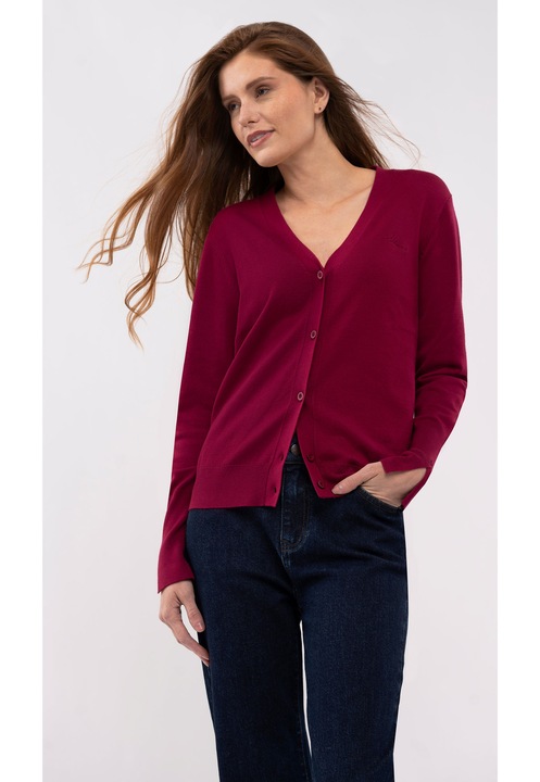 Cardigan Volcano S-Vivi pentru femei, scurt, rosu, Rosu inchis, L