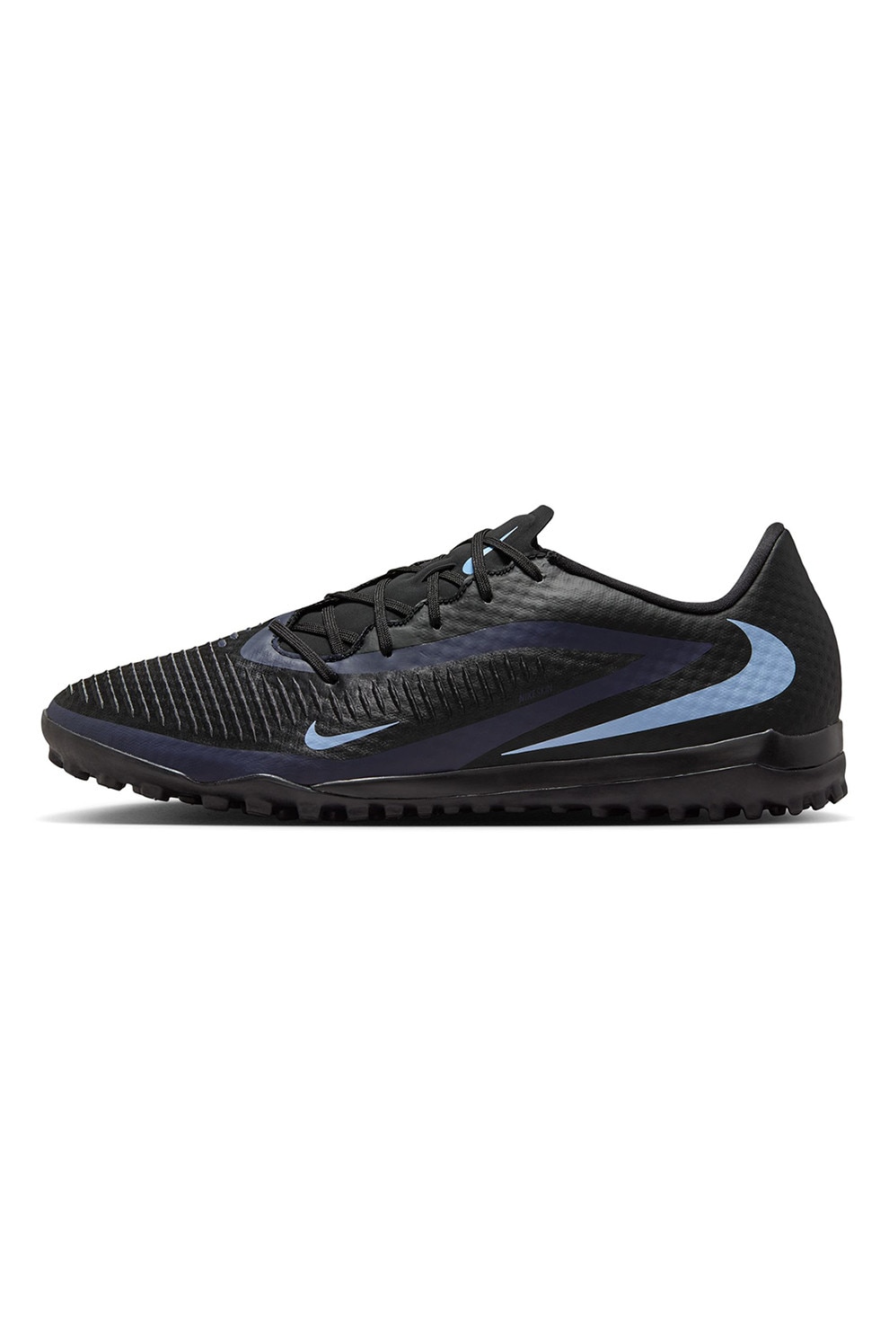 Nike, Pantofi sport Phantom 6 Low Academy, pentru fotbal, Negru, Albastru azur, 8.5
