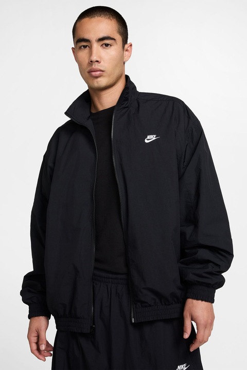 Nike, Jacheta bomber cu fermoar CLUB, Alb/Negru