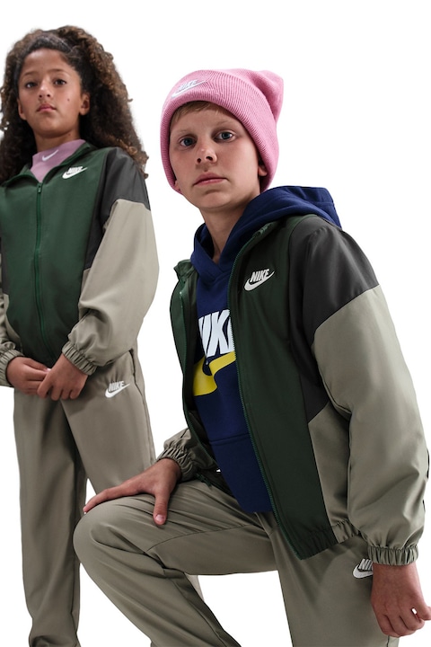 Nike, Trening cu fermoar Sportswear, Maro taupe deschis/Grej