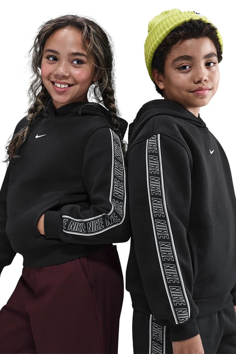 Nike, Худи с лого, Бял/Избеляло черно