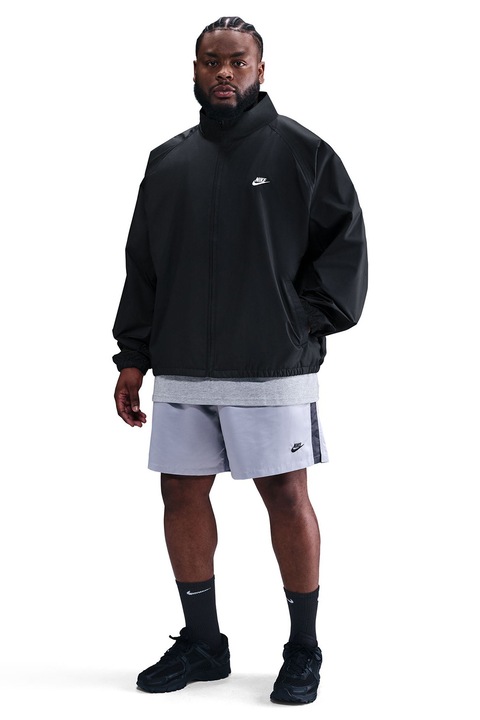 Nike, Jacheta supradimensionata cu maneci raglan, Alb/Negru