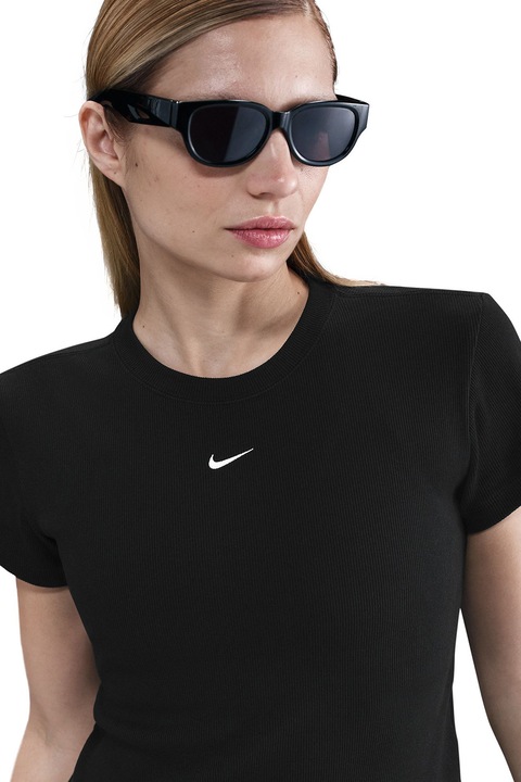 Nike, Tricou slim fit striat, Negru