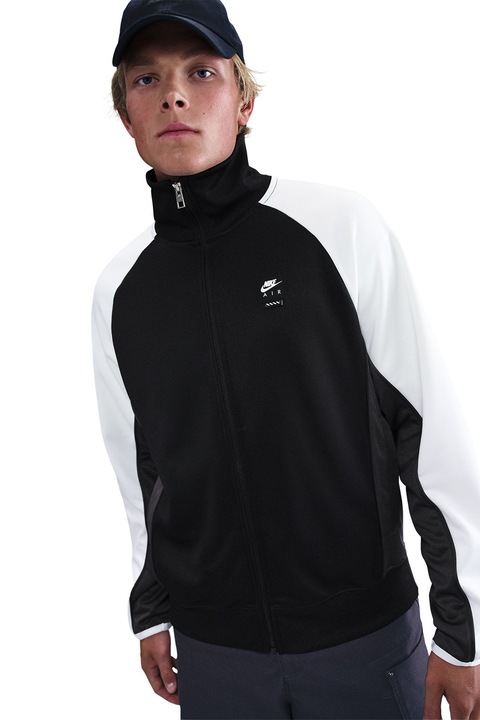Nike, Jacheta lejera cu fermoar Air, Alb/Negru