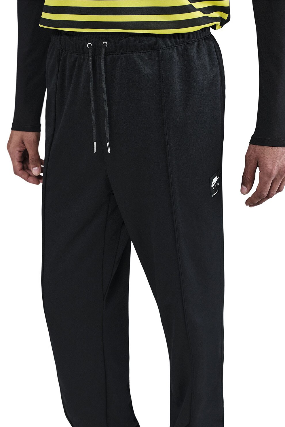 Nike, Pantaloni de trening cu croiala dreapta si snur de ajustare Air, Negru, XL
