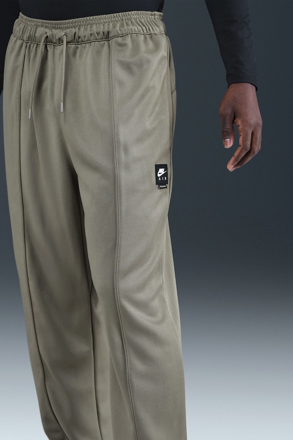 Nike, Pantaloni de trening cu croiala dreapta si snur de ajustare Air, Gri, M