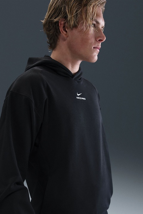 Nike, Hanorac cu detaliu logo Fitness, Alb/Negru