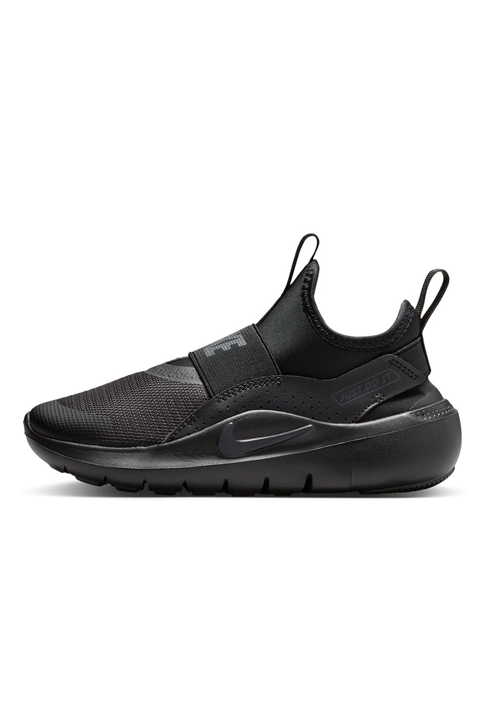 Nike, Pantofi slip-on Flex Runner 4 cu bareta elastica pentru alergare, Negru, Gri antracit, 31 EU