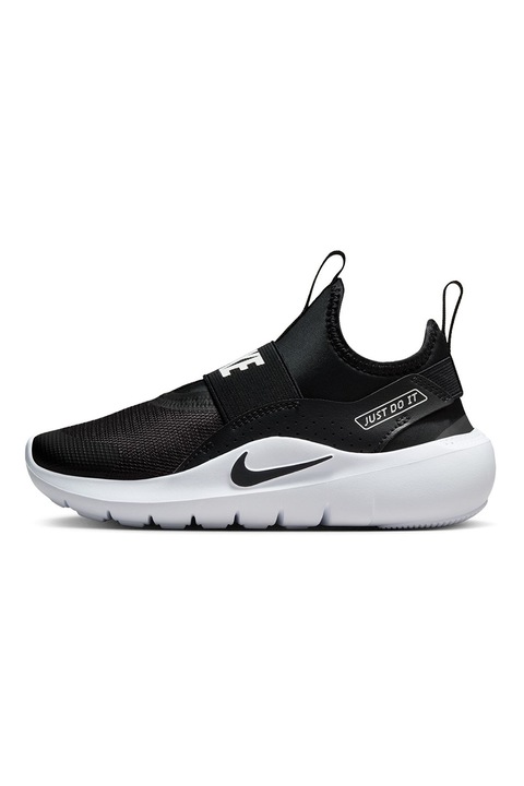 Nike, Pantofi slip-on Flex Runner 4 cu bareta elastica pentru alergare, Alb, Negru, 28 EU