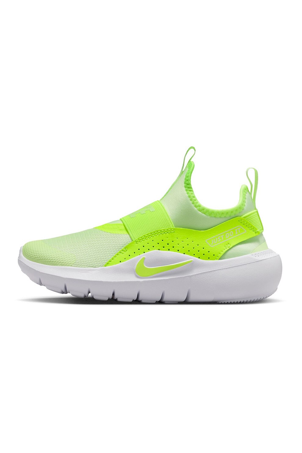 Nike, Pantofi slip-on Flex Runner 4 cu bareta elastica pentru alergare, Verde lime, 32 EU