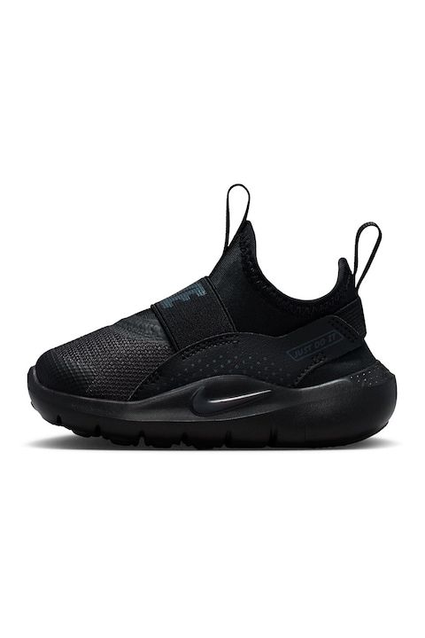 Nike, Pantofi slip-on Flex Runner 4 cu detaliu logo pentru alergare, Negru, Gri antracit, 22 EU