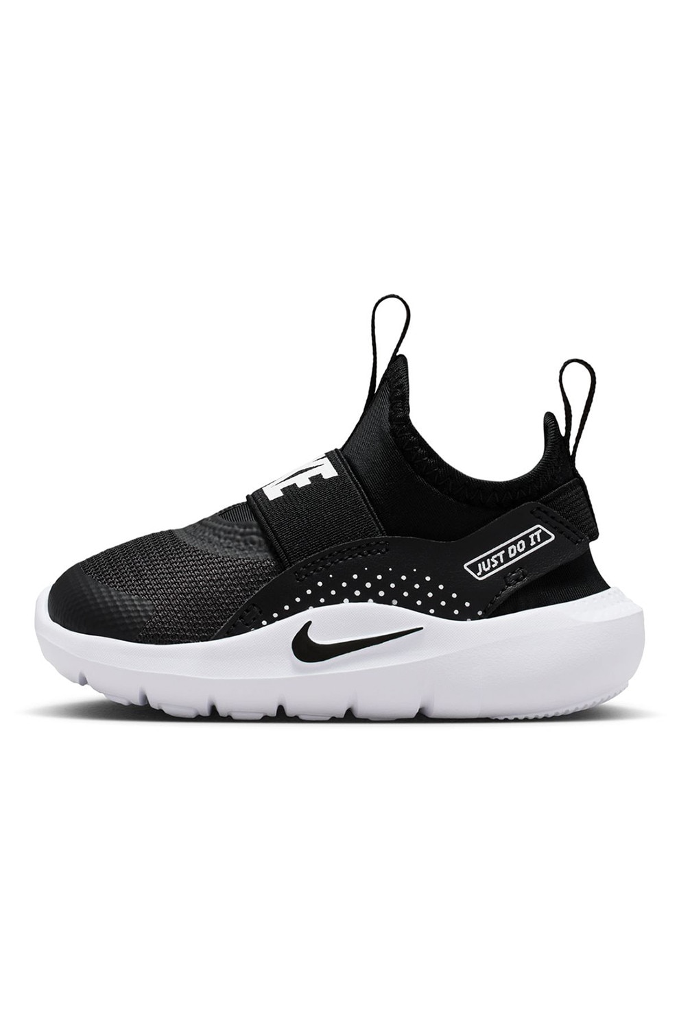 Nike, Pantofi slip-on Flex Runner 4 cu detaliu logo pentru alergare, Alb, Negru, 19.5 EU