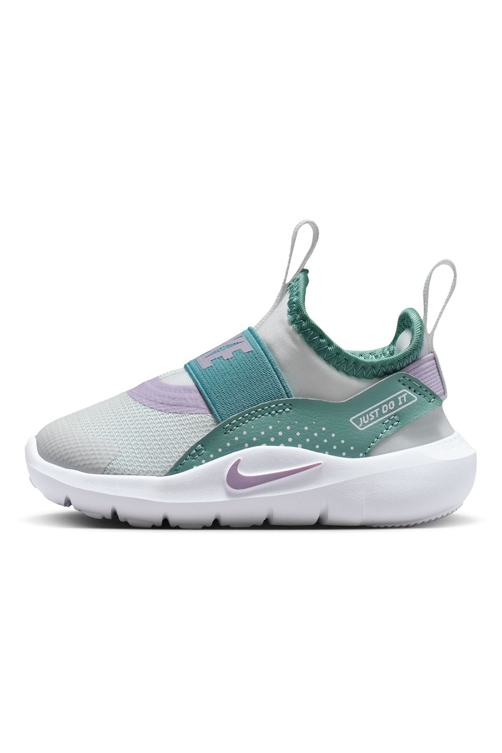 Nike, Pantofi slip-on Flex Runner 4 cu detaliu logo pentru alergare, Gri deschis, Verde persan, 23.5 EU