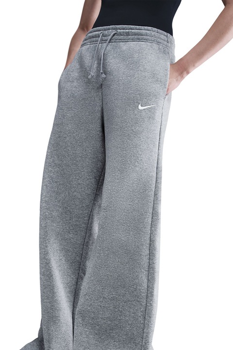 Nike, Pantaloni de trening cu croiala ampla si talie inalta Phoenix, Gri deschis