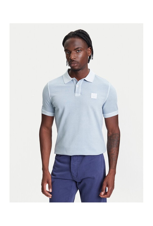 Tricou polo barbati United Colors Of Benetton, 3089U302D, Bumbac organic, XS INTL, Albastru