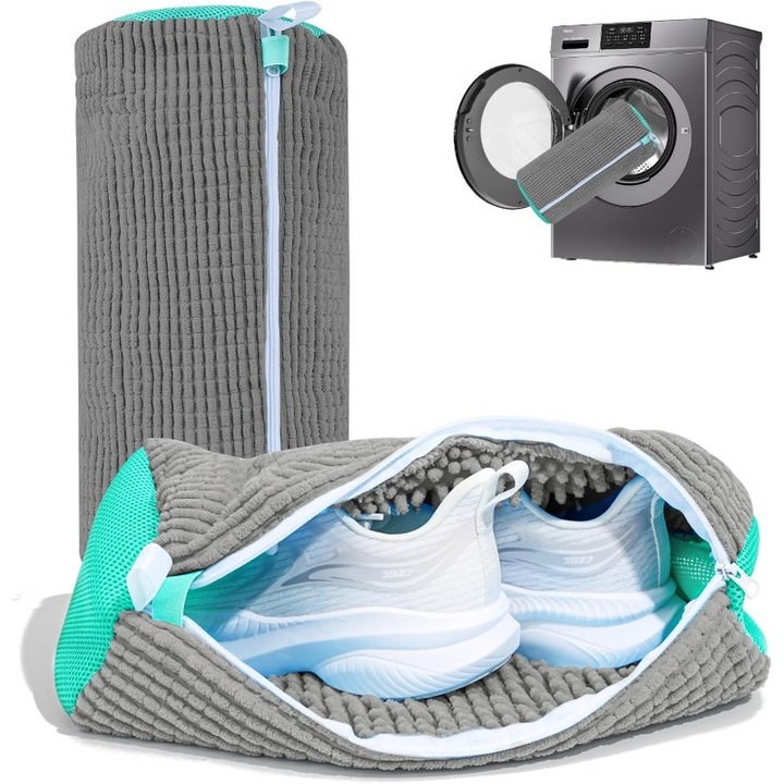 Sac pentru spalarea incaltamintei, Special MR, design plasa fina, inchidere cu fermoar, 24x9x9.7cm