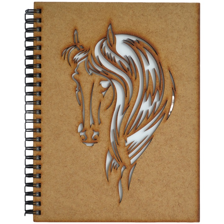 Agenda coperta lemn, decupata, A5, maro