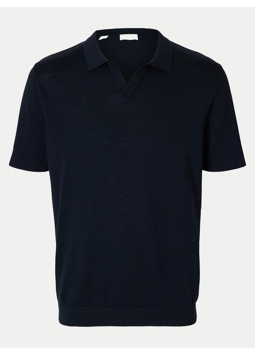 Tricou Polo barbati Selected Homme, 16096197, Bumbac/In, Bleumarin, Bleumarin