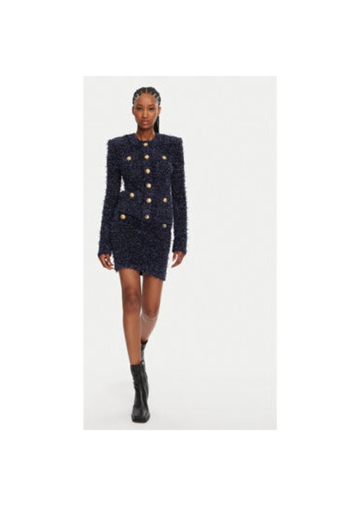 Bluza dama Balmain, DF0SK249KH74, Poliamida/Viscoza, 38 EU, Bleumarin